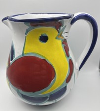 Pottery Pitcher/Jug-Hand Painted Cockerel/Chicken-2 1/4 Pint-FREE UK POSTAGE