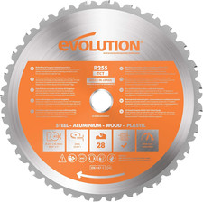 Evolution Power Tools 255mm TCT Circular Saw Blade Metal Wood Plastic Cutting