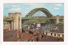 Newcastle-upon-Tyne - Tyne Bridge and nearby buildings - c1960's postcard