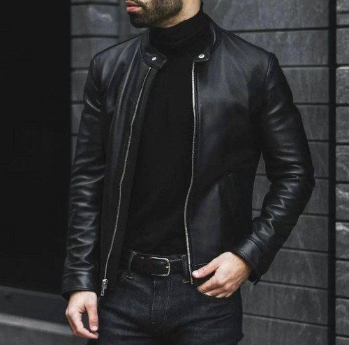 Men genuine leather black - men's,