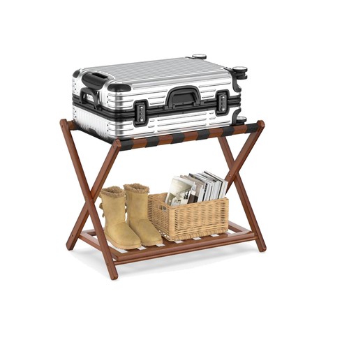 Bamboo luggage rack foldable - bamboo,