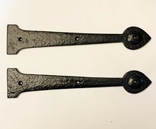 A Pair Of 12" Spear End False Door Hinge Fronts in Black Cast Iron (4201)
