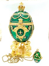 Faberge Egg Jewelry box & Fabergé egg Pendant Necklace Handmade 24kGold Fabergé