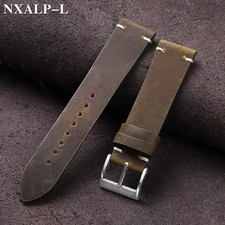 18-22mm Vintage Oil Wax Leather Watch Strap with Hand Stitched Stitching