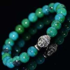 8mm Natural round Malachite gemstone beads Buddha head Bracelet