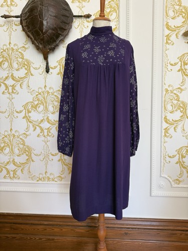 Vintage bid front purple smock - vintage,