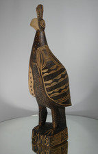 Vintage Hand Carved Folk Art Statue Wooden Bird Sculpture Signed LM 1963