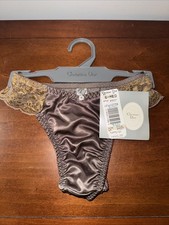 NWT Vintage Y2K 90s CHRISTIAN DIOR Lacy Satin Thong Toffee High Cut Sz M 6