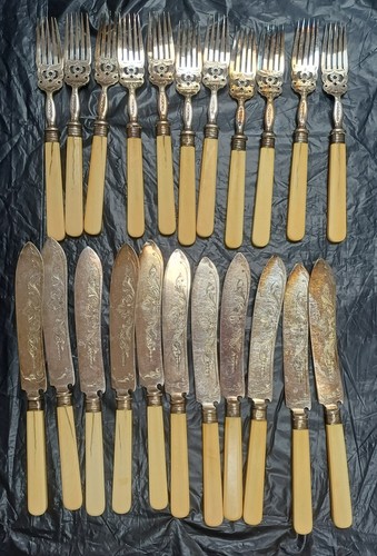 Antique knives and forks - and, 24