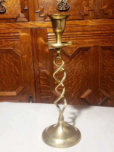Brass barley twist candlestick - brass,