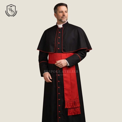Black roman cassock with - black,