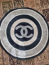Black & Beige centre designer Silk Centre Round Rug 90x90