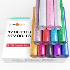 12 Rolls Glitter HTV Heat