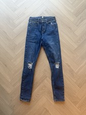 Topshop Women’s Blue Ripped Skinny Jeans W26 L32