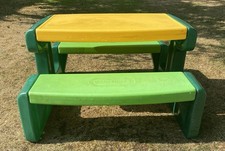 Little Tikes Yellow And Green Picnic Table For Toddlers For Indoor/ Outdoor Use
