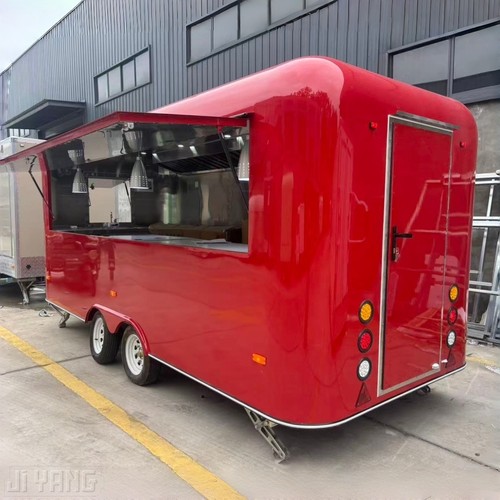 Red rounded food trailer - rounded,