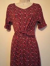 Emily and Fin High Heel Print Dark Red Wrap Jersey Dress UK 8 EU 36 USA 4 XS