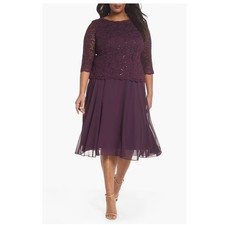 Alex Evenings Womens Midi Gown