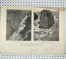 Old Antique Print View Great Victoria Falls Zambesi River Zigzags Rocks
