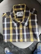 Brutus Trimfit Men’s Short Sleeve Yellow And Black Check Shirt Size Large