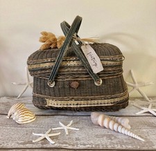 Antique French Wicker Fishing Creel: Rustic Home Storage Basket