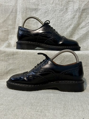 Solovair black shine brogue - black, hi-shine