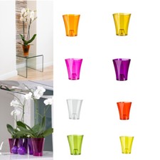 Plant Orchid Pot Plastic 8 Colours Gloss Modern Planter Transparent Clear 12 cm