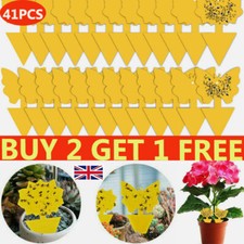 41Pcs Yellow Sticky Fly Trap Paper Traps Fruit Flies Insect Aphids Glue Catcher