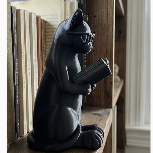 Reading cat ornament book - cat,