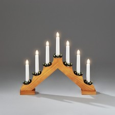 Konstsmide Candle Arch Bridge 7 LED Swedish Design Oak Stained Wood Christmas 