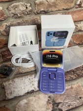 i16Pro Mini Flip Mobile Phone Foldable Phone Unused Purple