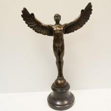 Statue Icarus Naked Art Deco Style Art Nouveau Style Bronze Signed Sculpture