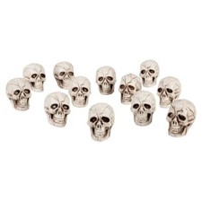 PACK 12 SKULLS 4CM X 3CM HALLOWEEN GOTHIC HORROR DECORATION