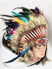 Indian Headdress Native American Feather Head Dress Large Rainbow Headdress