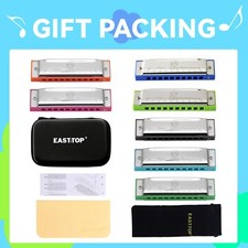 EASTTOP Harmonica Set of 7 10Hole Diatonic Blues Harmonica Set 7 Colors Gift Hot