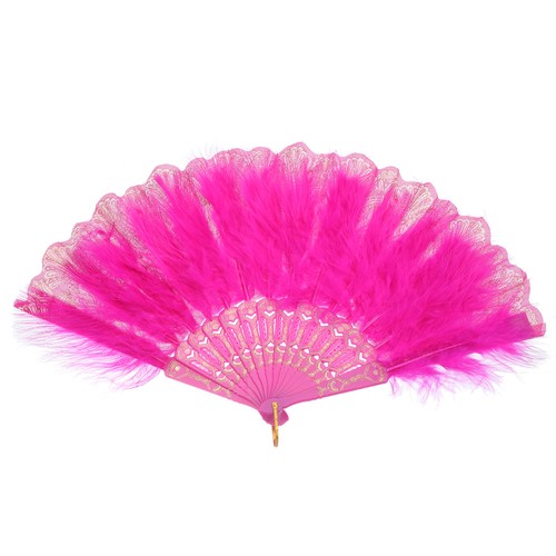 Feather hand fan rose red - hand,