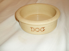 Vintage Robinson Ransbottom Pottery Roseville Ohio Yellow Stoneware Dog Bowl 7 "