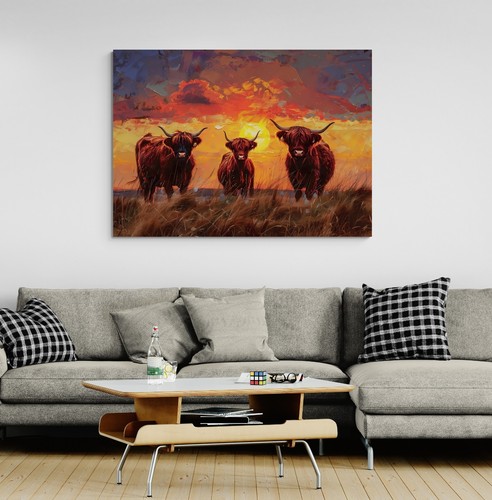 Highland cow canvas picture - highland,