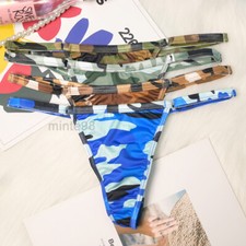 Pack Of 4 Womens Sexy Panties Thong G string No Show Camo Brief Underwear Bikini