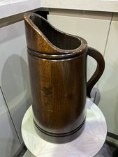 Vintage Old Wooden Coal Scuttle Solid Oak Handle Heavy Walking Stick Stand 