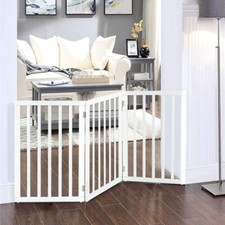 3/4 Panels Baby Safety Fence Dog Gate Wooden Cat PlayPen Barrier w/ Support Feet