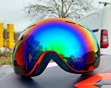 Ski Goggles new with Case BFULL snowboarding NEON ORANGE LOC 38-d1-1