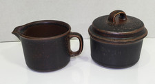 Vintage Arabia Finland Ruska CREAMER  & SUGAR BOWL Brown Black Speckle Rustic