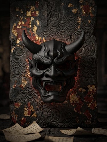 Japanese oni hannya - mask, 3d