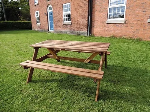 Wooden picnic table bench 6 - :,