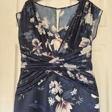 Lipsy London bodycon formal navy floral shimmer dress size 14 wedding party 