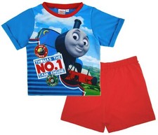 Boys Thomas The Tank Engine Short Pyjamas Kids Character 2 Piece PJs Set Size
