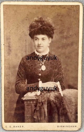 Cdv lady feather bonnet hat - lady,