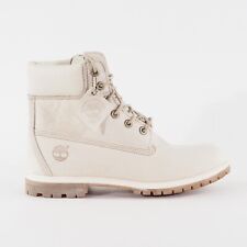 Womens Timberland 6 Inch Premium Waterproof 23623 Cream Leather Lace Up Boots