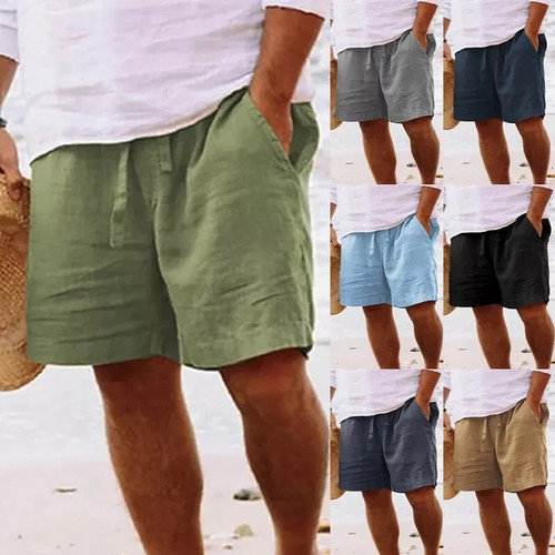 Mens cotton linen shorts - mens,